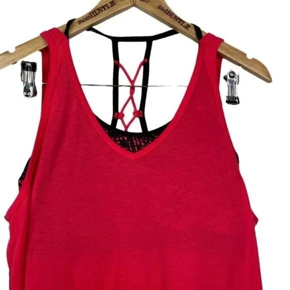C9 BY CHAMPION WOMEN'S BRIGHT PINK/BLACK TANK TOP WITH BUILT IN SPORTS BRA LARGE - Picture 2 of 9